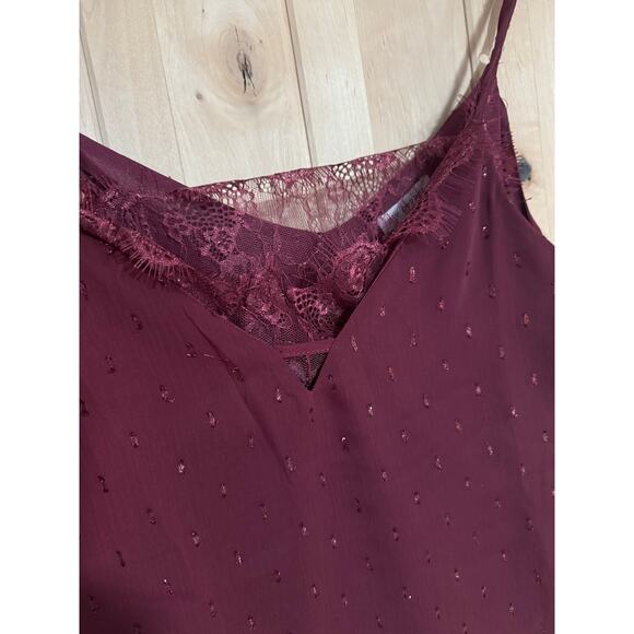Blu Pepper | NWT Maroon Sparkle Lace Trim Tank Top | Size Small - Picture 7 of 12